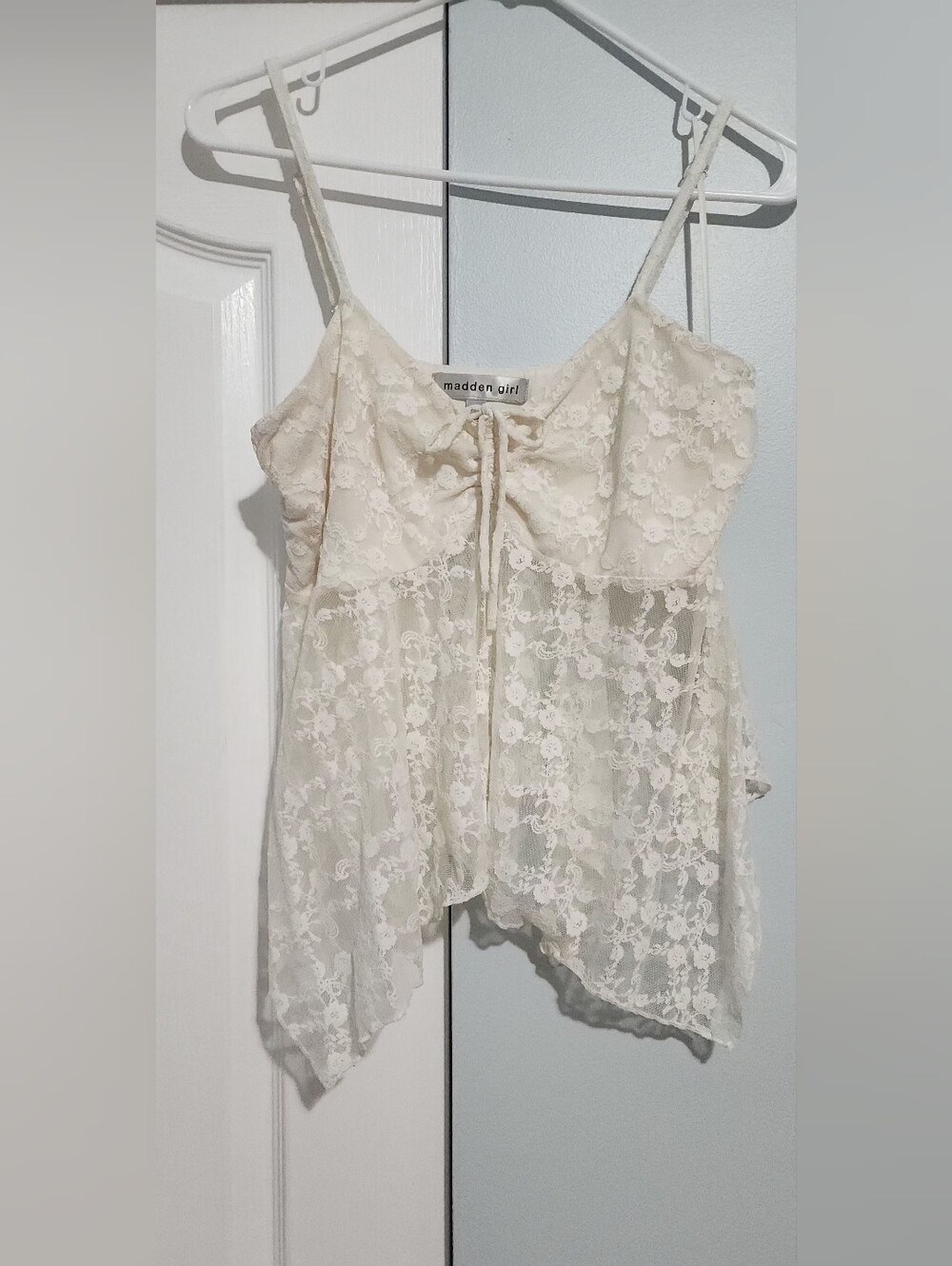 Madden Girl Lace Tie-Front Ivory Cami